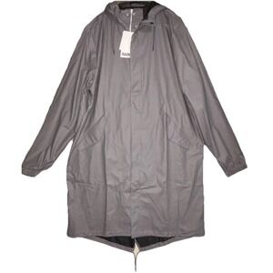 Rains Fishtail Parka Raincoat Unisex 2XL Slate Gray Hooded Waterproof Back Yoke
